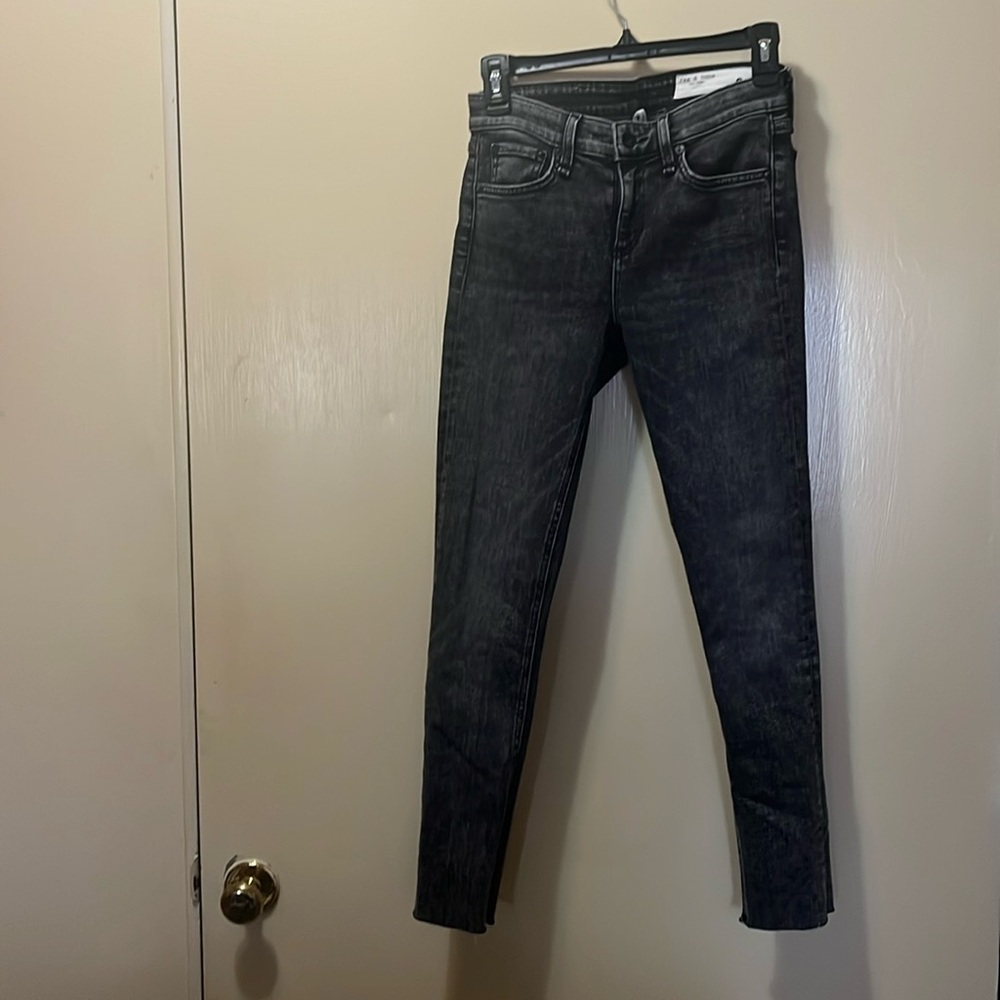 NWT Rag & Bone Dre Low-Rise Ankle Skinny Black Washed Jeans. Size 26.